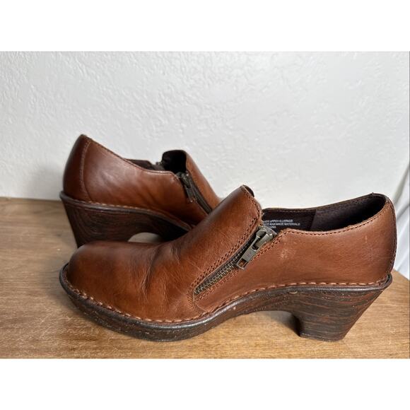 Women's Born Clogs Brown Leather Lightweight Size 9 Side Zip Classic Shoes EUC - Picture 7 of 13